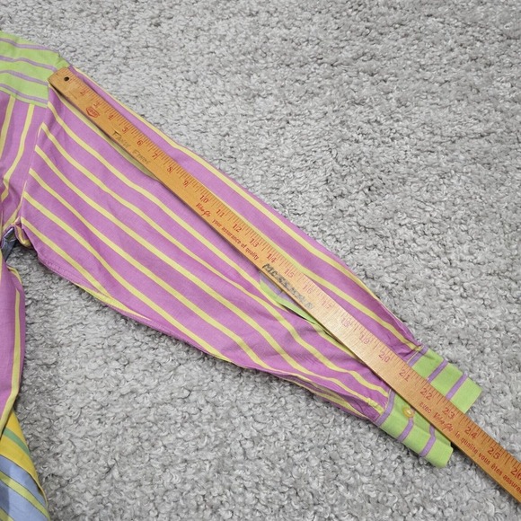 Vtg Robert Talbott Shirt Mens S 90s Colorblock Striped Cotton‎ Retro Statement - Picture 11 of 12